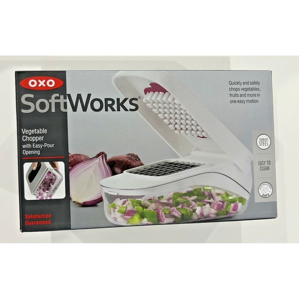 OXO Softworks Manual Vegetable Food Chopper with Easy Pour Opening - White‎